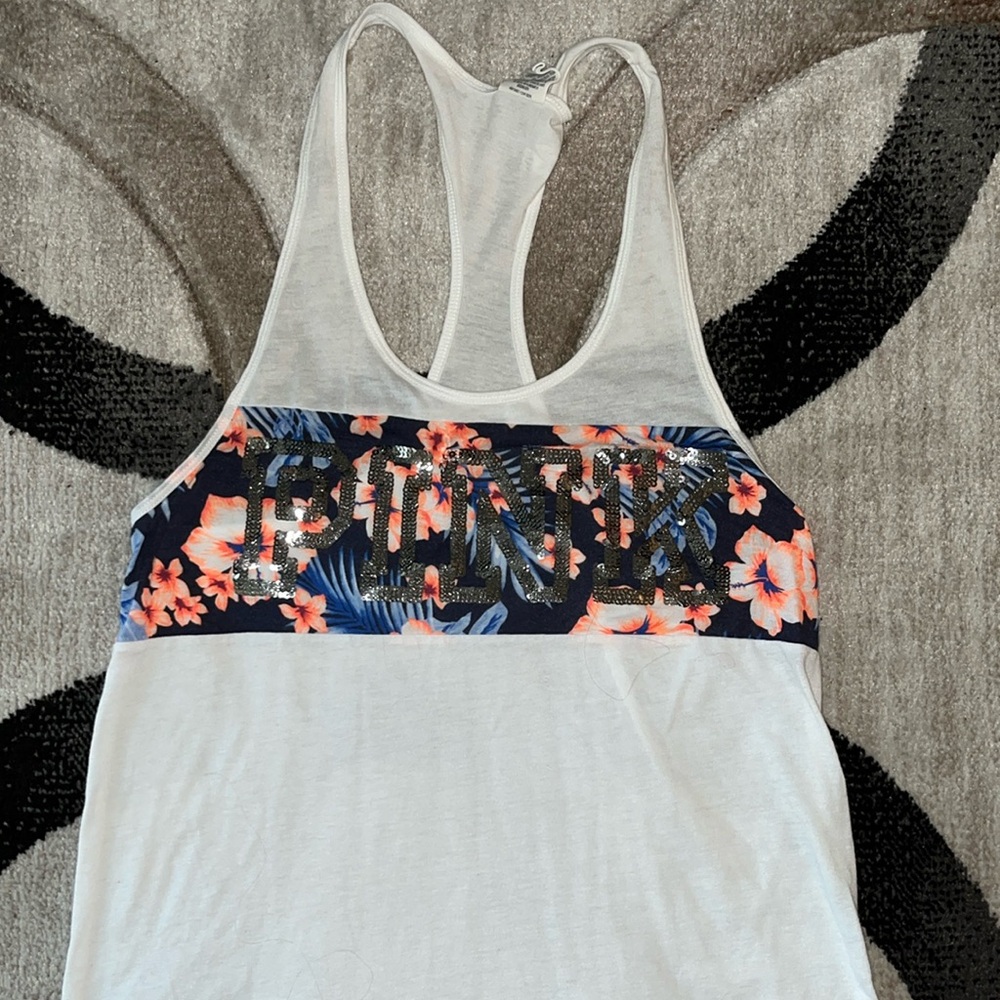 PINK Victoria's Secret sequin tropical floral tank
